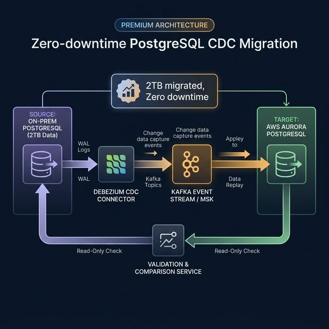 Zero-downtime PostgreSQL CDC migration architecture